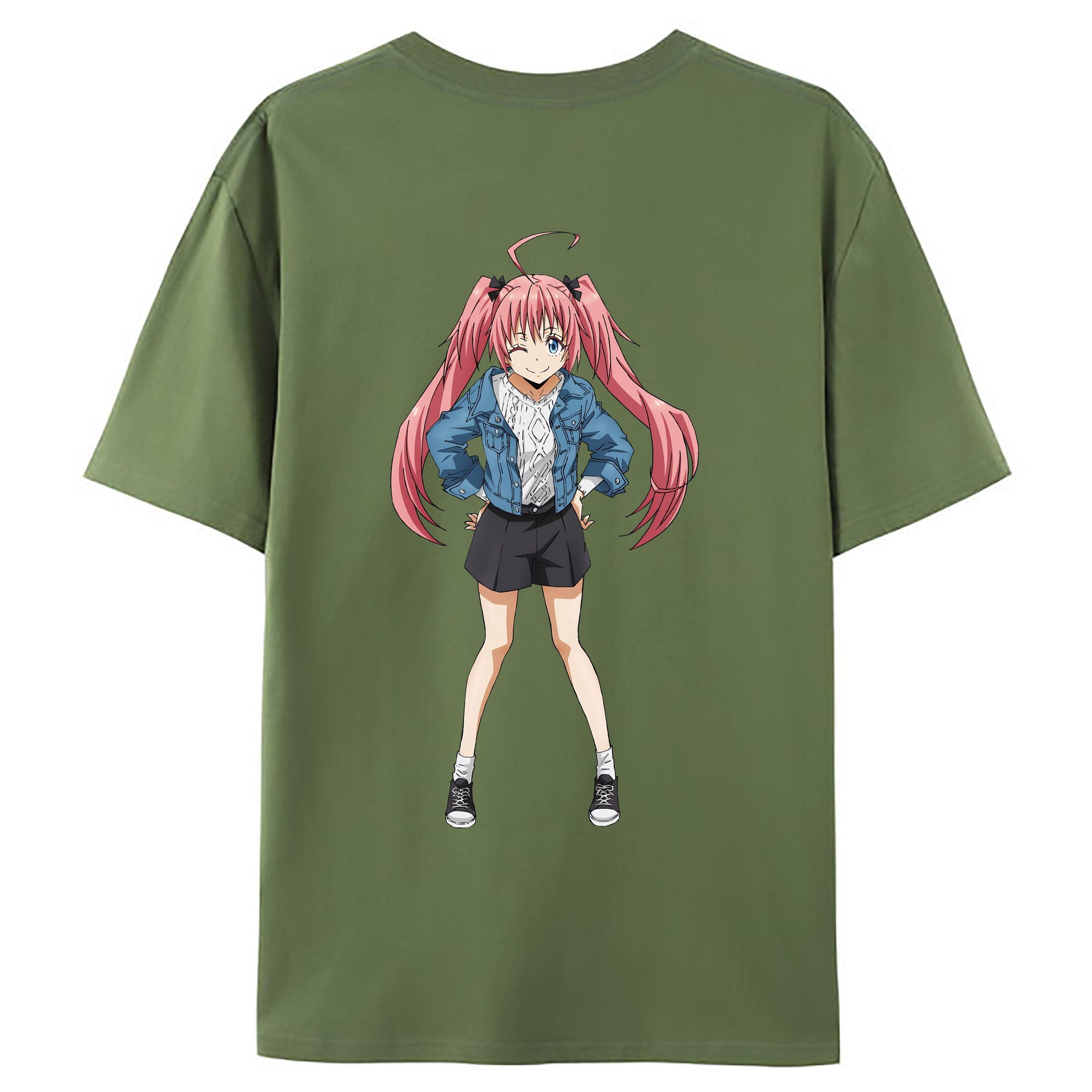 （画像用） 転スラ Regarding Reincarnated to Slime 綿100％ メンズ半袖Tシャツ（バックプリント） 通気性